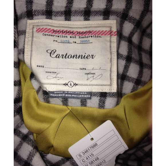 Bright mustard yellow Cartonnier Plaidblock Coat - Picture 6 of 6